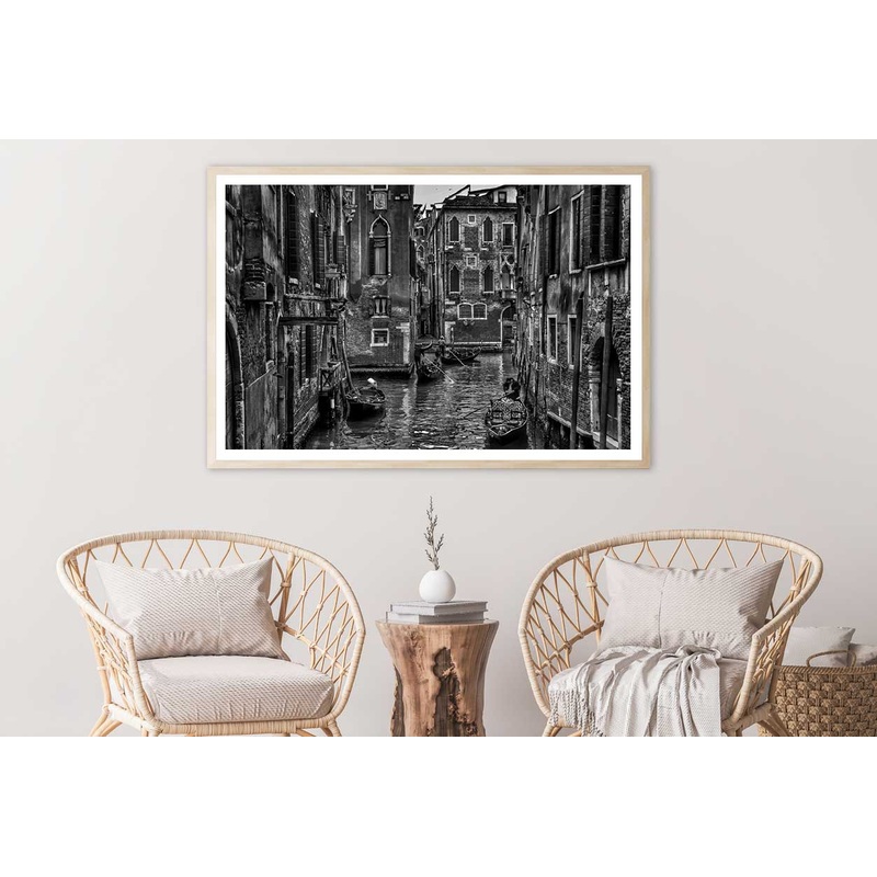 Venice City Lake B&W View Photograph Home Decor Premium Quality Poster Print Choose Your Sizes