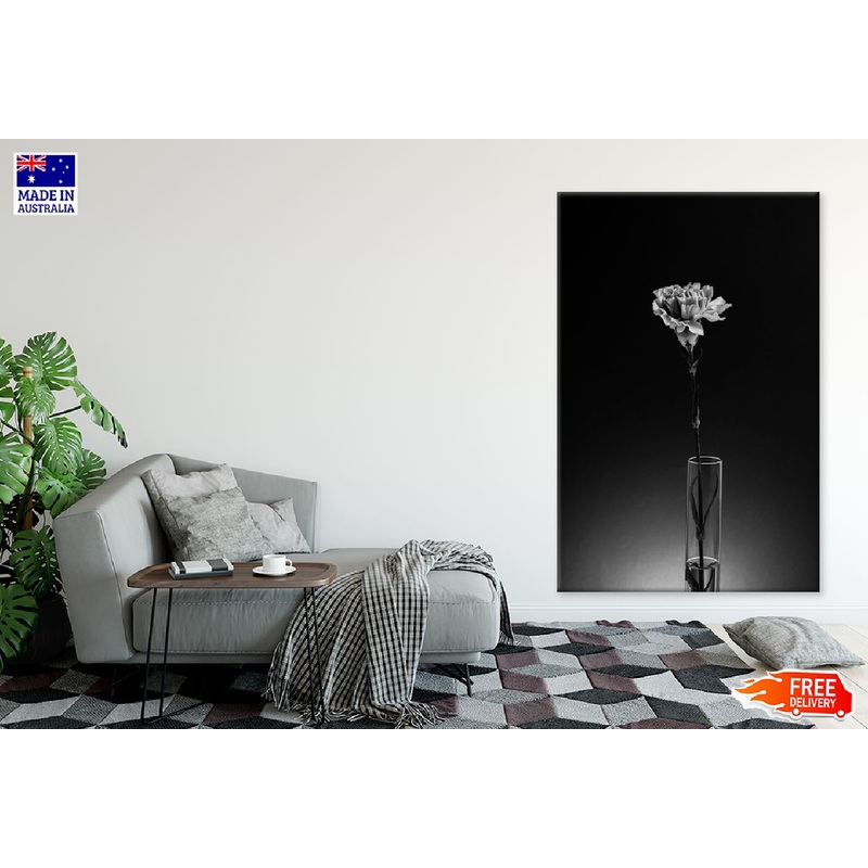 White Flower with Glass Vase B&W Photograph Print 100% Australian Made
