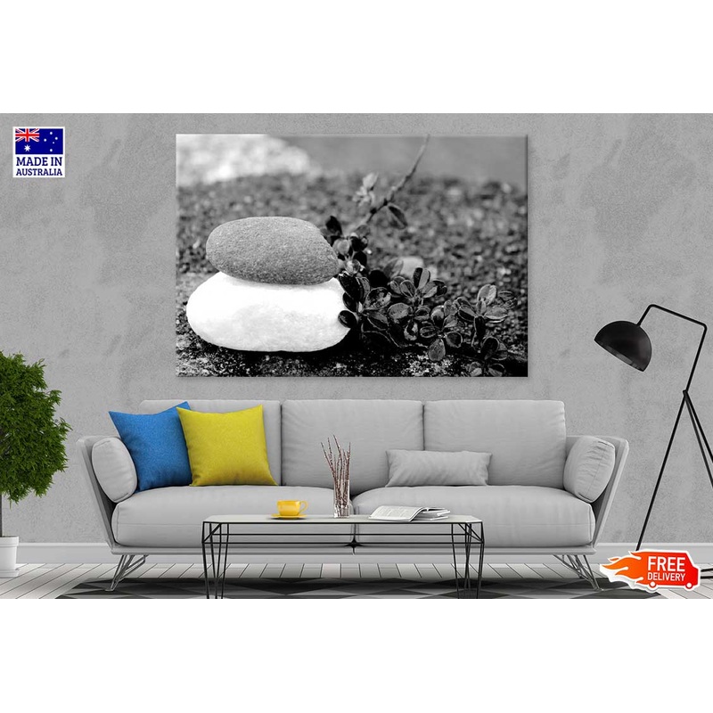 White Stones & Black Flowers B&W View Photograph Print 100% Australian Made