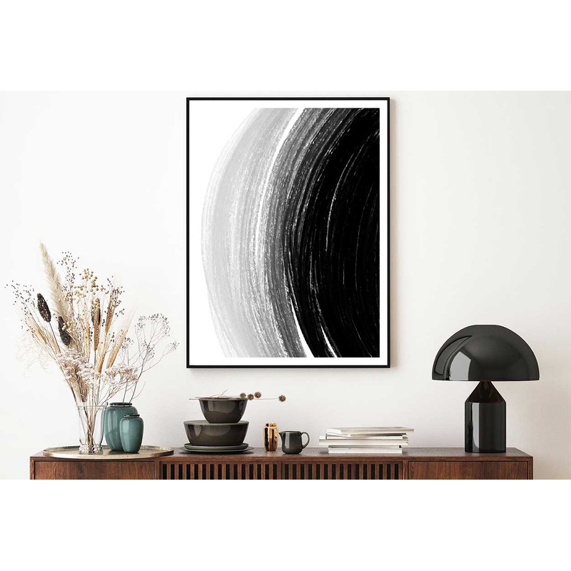 B&W Watercolor Brush Strokes Abstract Design Home Decor Premium Quality Poster Print Choose Your Sizes