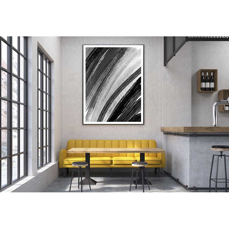 B&W Watercolor Brush Textured Design Home Decor Premium Quality Poster Print Choose Your Sizes