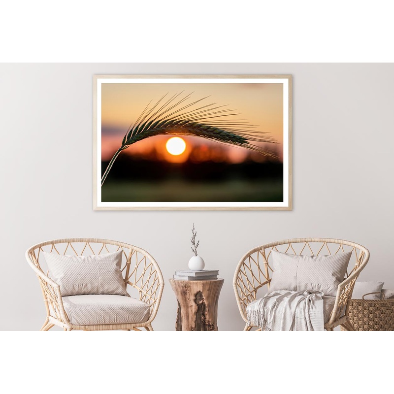 Barley Ear On a Background of a Disk of The Setting Sun Home Decor Premium Quality Poster Print Choose Your Sizes