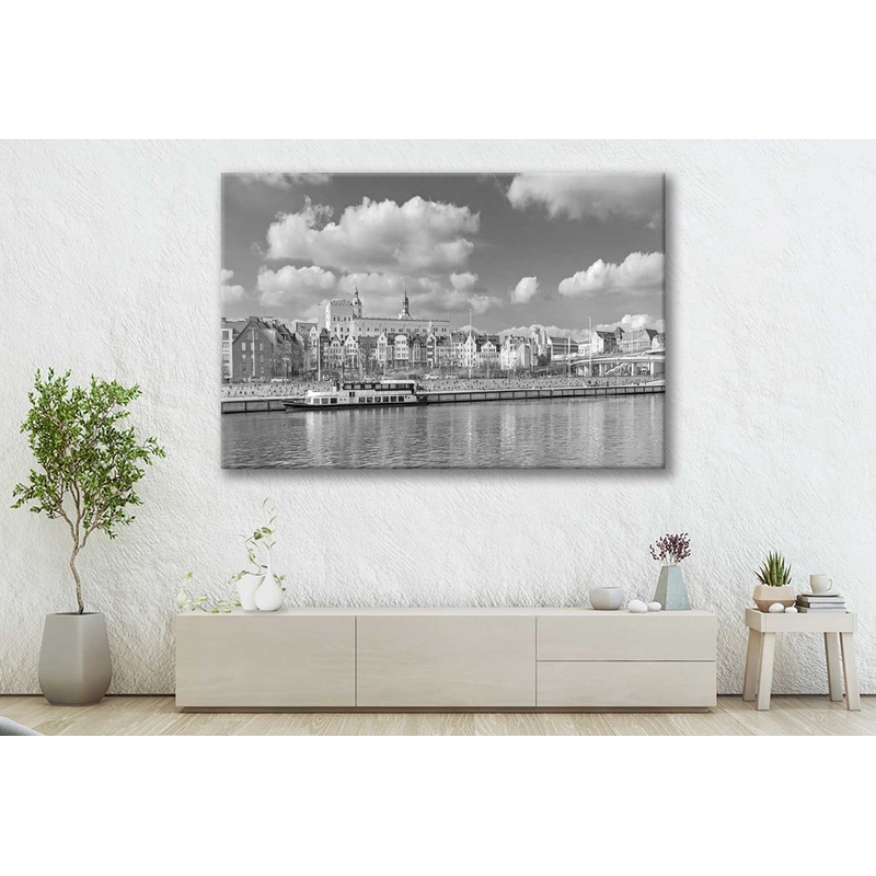Bella Home Szczecin Waterfront B&W Scenery Print Canvas Ready to hang