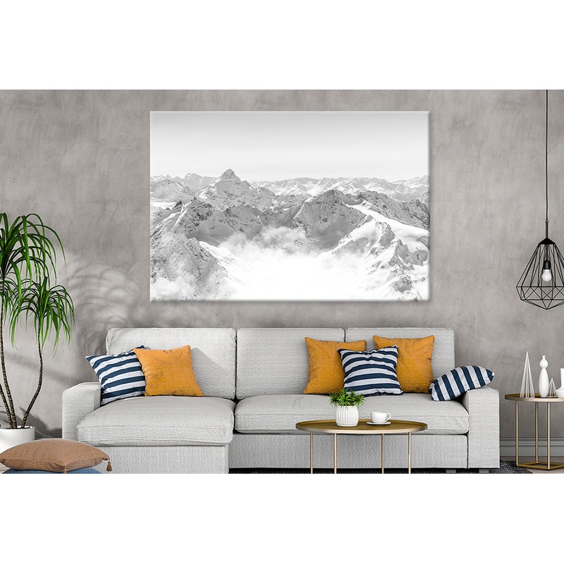 Caucasus Mountains Black and White Wall Art Decor 100% Australian Made