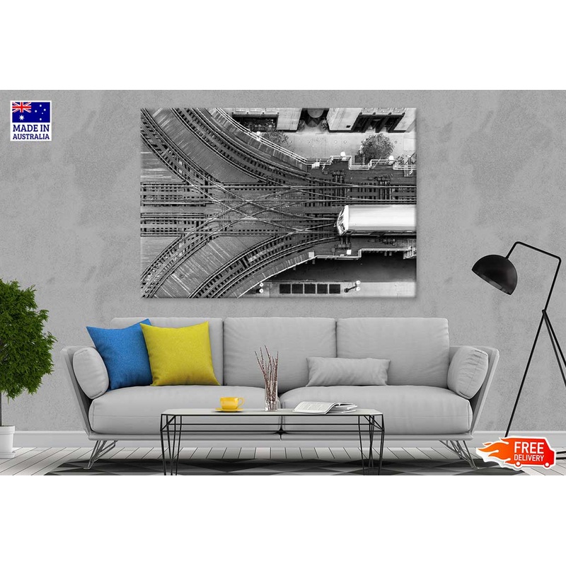 Chicago CTA Train B&W Aerial View Photograph Print 100% Australian Made