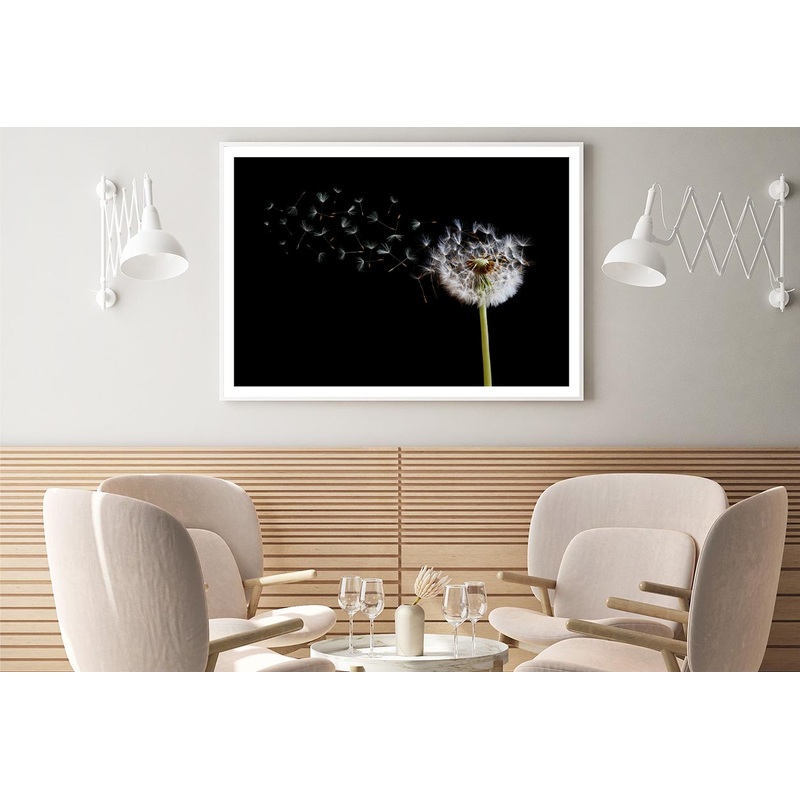 Dandelion Blowing in The Wind with A Black Home Decor Premium Quality Poster Print Choose Your Sizes
