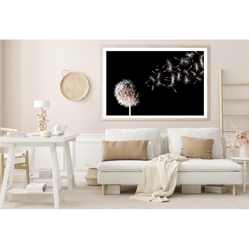 Dandelion On Black Background Home Decor Premium Quality Poster Print Choose Your Sizes