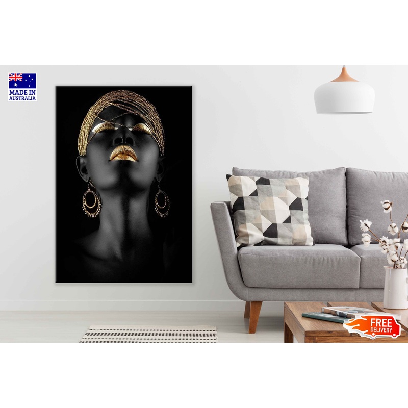 Golden Mackup With Women Face Photograph Print 100% Australian Made