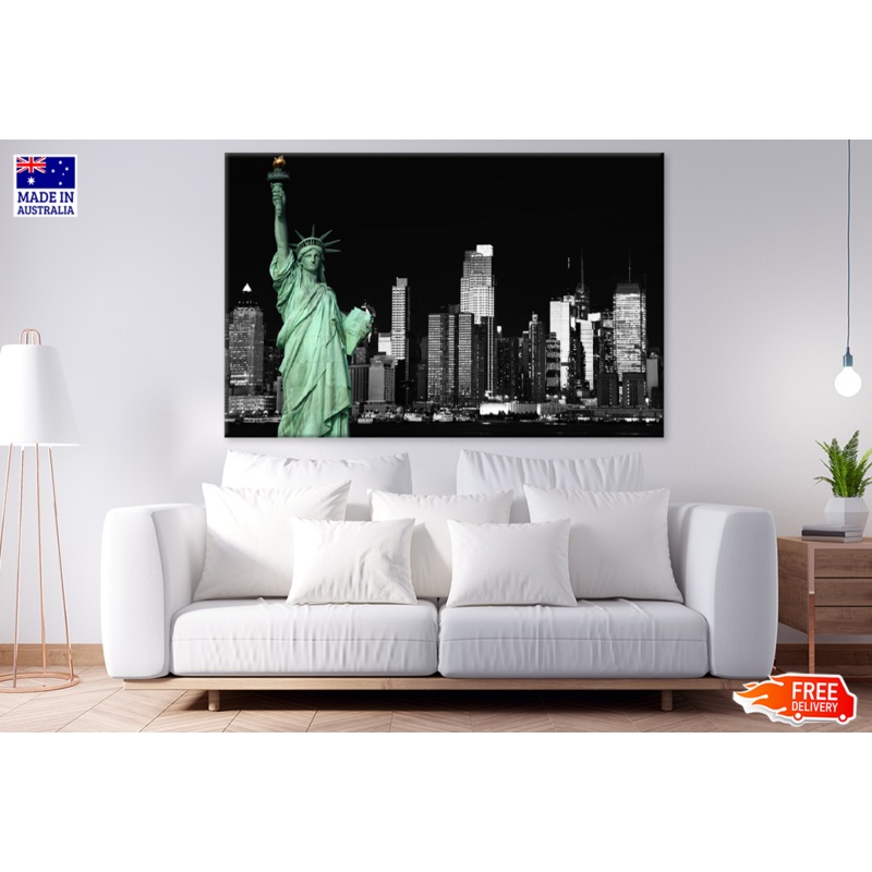 Liberty Island In New York City B&W Photograph Print 100% Australian Made