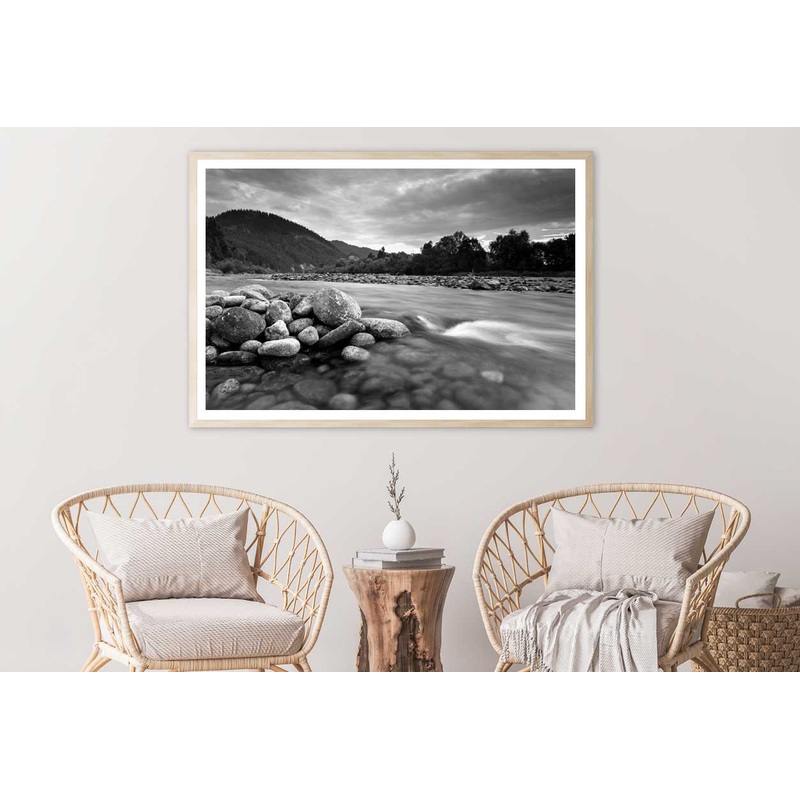 Mountain River Dunajec B&W View Photograph Home Decor Premium Quality Poster Print Choose Your Sizes