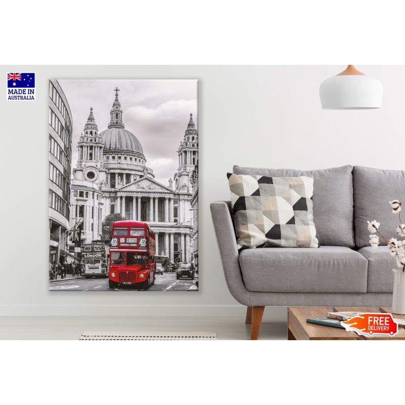 Red Bus in Street Photograph Print 100% Australian Made