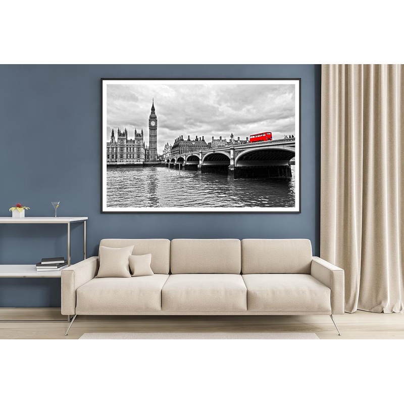 Red Bus on Westminster Bridge by The Houses of Parliament Home Decor Premium Quality Poster Print Choose Your Sizes