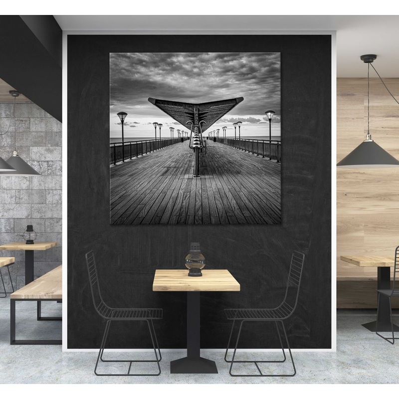 Square Canvas Boscombe Pier B&W View Photograph High Quality Print 100% Australian Made