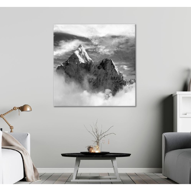 Square Canvas Everest Mountain B&W View Photograph Nepal High Quality Print 100% Australian Made