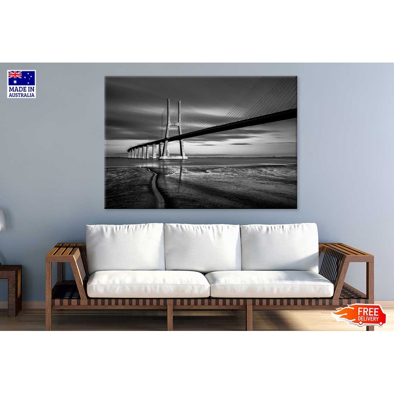 Vasco da Gama Bridge B&W View Photograph Print 100% Australian Made
