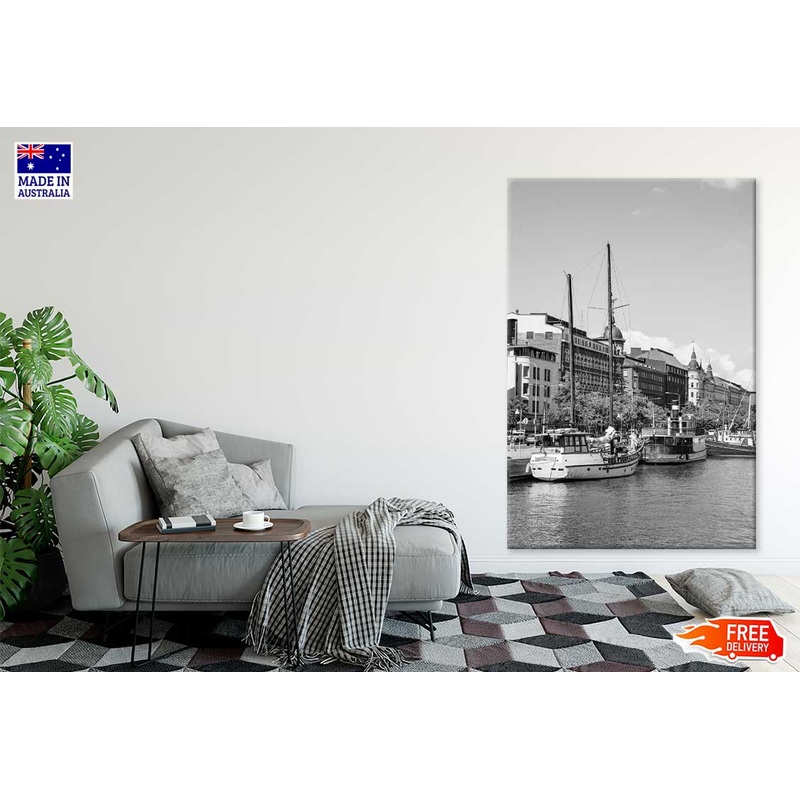 Vintage Boats by Quayside B&W Photograph Print 100% Australian Made