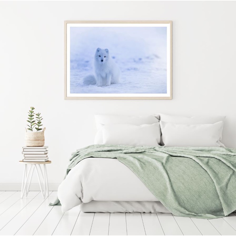 White Puppy on Snow Photograph Home Decor Premium Quality Poster Print Choose Your Sizes
