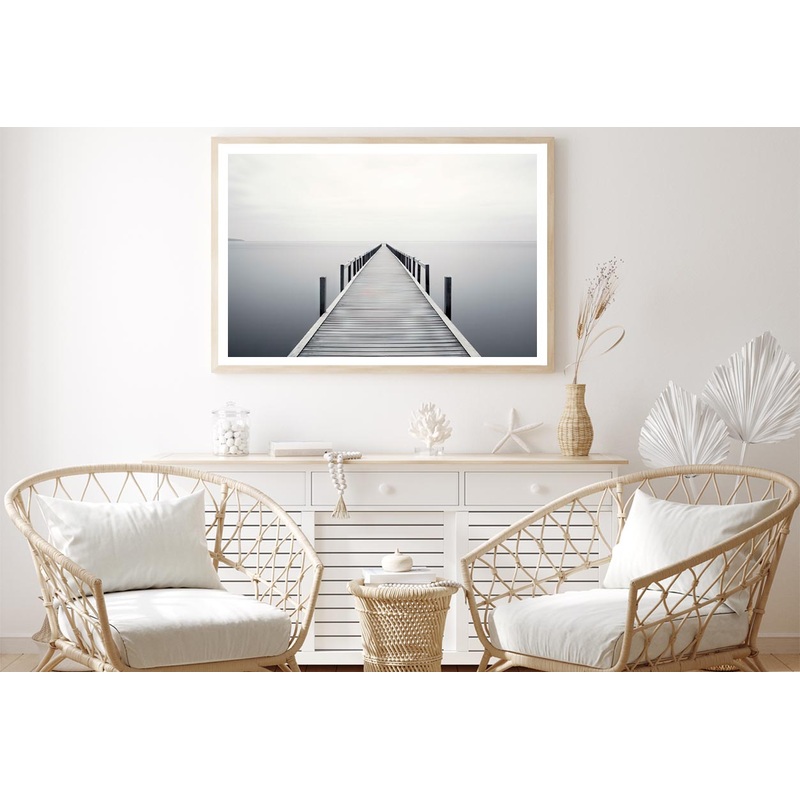 Wooden Pier on A Tranquil Lake Shrouded in Misty Home Decor Premium Quality Poster Print Choose Your Sizes