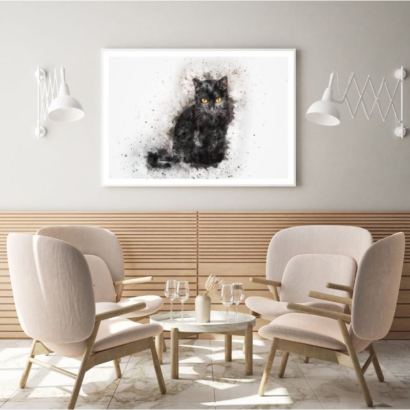 Cat Portrait Watercolor Painting Home Decor Premium Quality Poster Print Choose Your Sizes