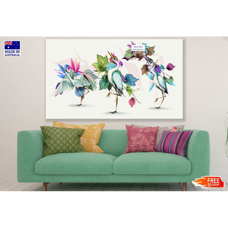 Colorful Cranes Watercolor Paint Print 100% Australian Made