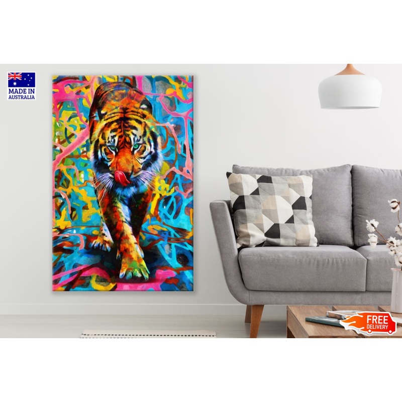 Colorful Tiger Oil Painting Print 100% Australian Made