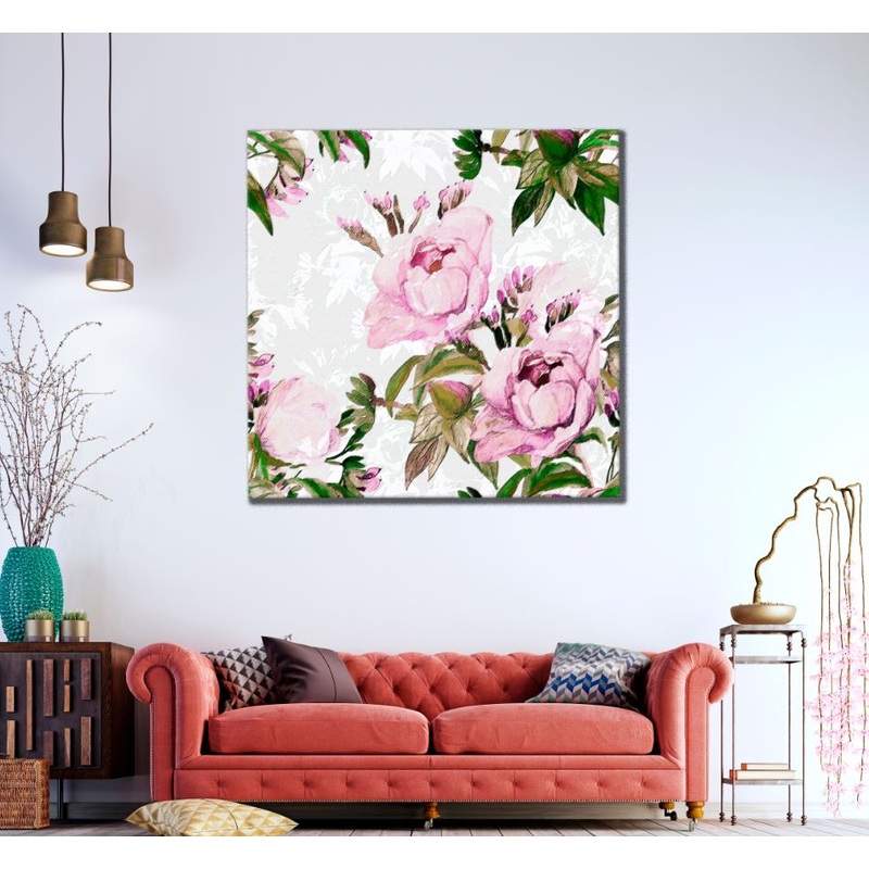 Square Canvas Colorful Flowers Watercolor High Quality Print 100% Australian Made