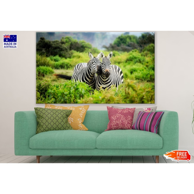 Zebras in Forest Photograph View Print 100% Australian Made