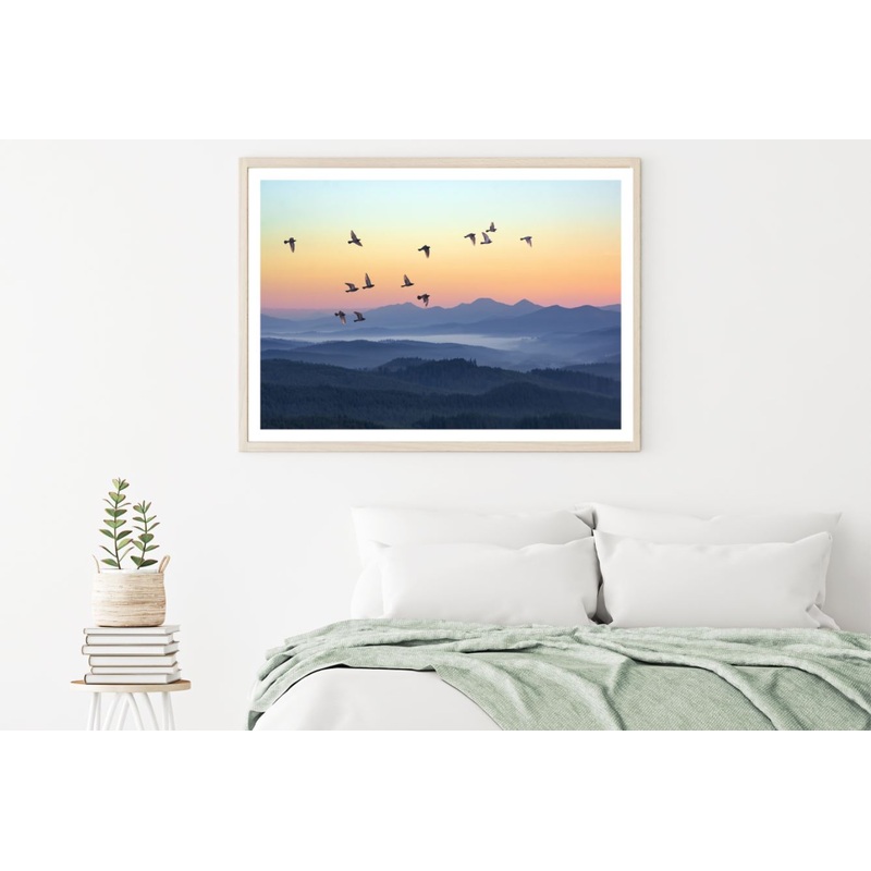 Bird Flying Over Mountains Sunset Home Decor Premium Quality Poster Print Choose Your Sizes
