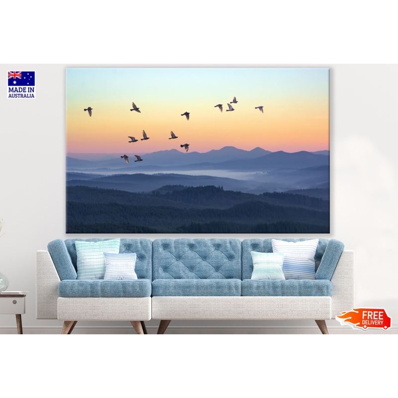Bird Flying Over Mountains Sunset Print 100% Australian Made