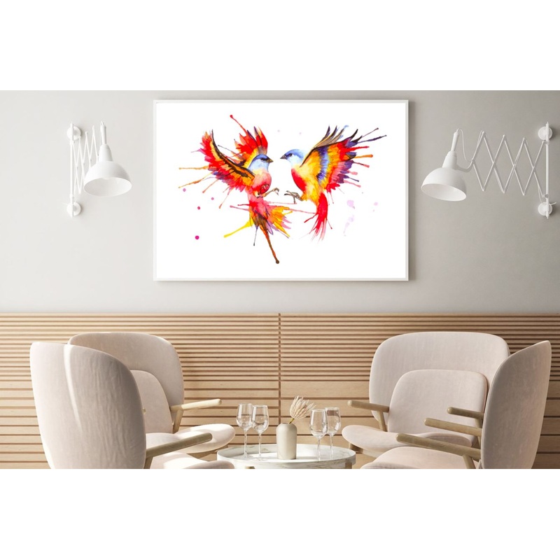 Colorful Birds Watercolor Painting Home Decor Premium Quality Poster Print Choose Your Sizes