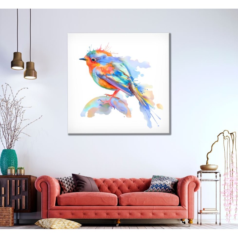 Square Canvas Bird Watercolor Painting High Quality Print 100% Australian Made