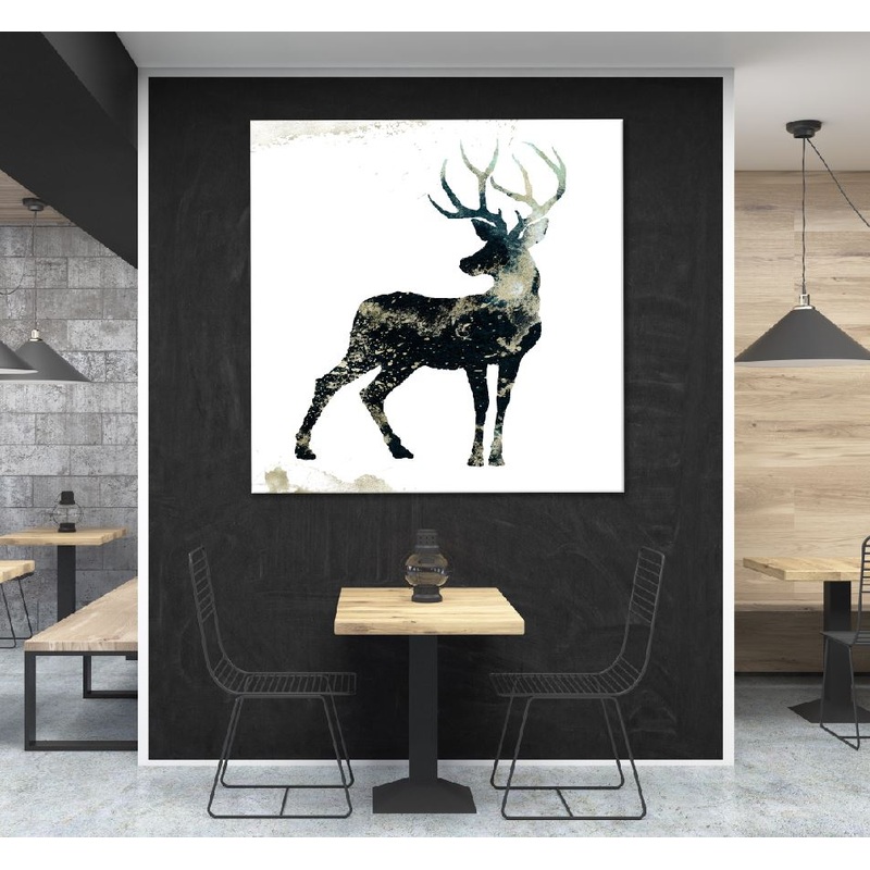 Square Canvas Blue & Gold Deer Abstract Design High Quality Print 100% Australian Made