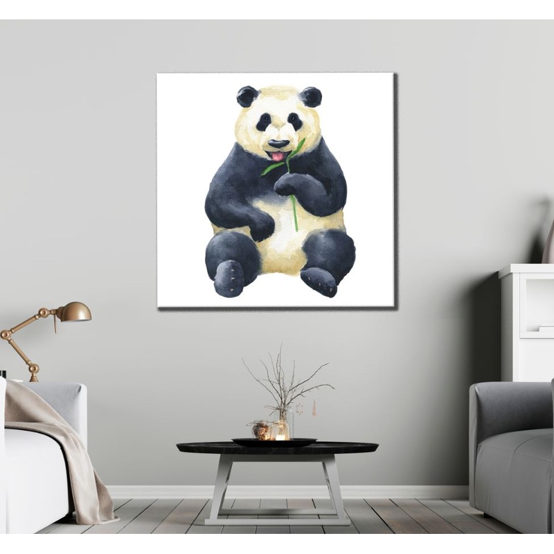 Square Canvas Panda Watercolor Painting High Quality Print 100% Australian Made