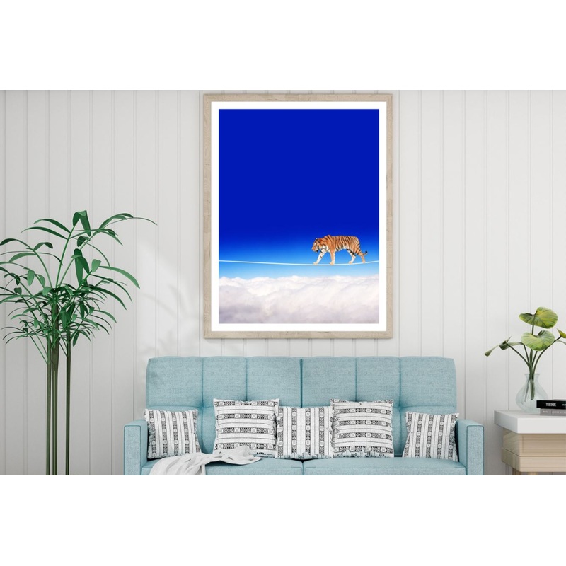 Tiger on a Rope Sky View Photograph Home Decor Premium Quality Poster Print Choose Your Sizes