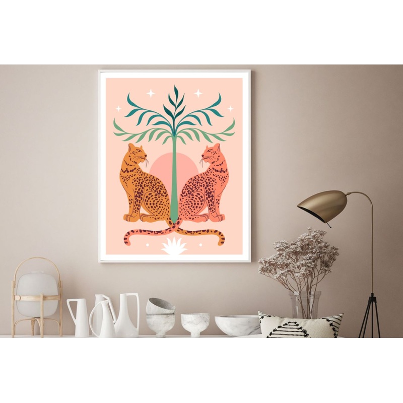 Tigers & Tree Vector Design Home Decor Premium Quality Poster Print Choose Your Sizes