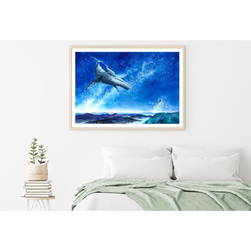 Whale Abstract Oil Painting Home Decor Premium Quality Poster Print Choose Your Sizes