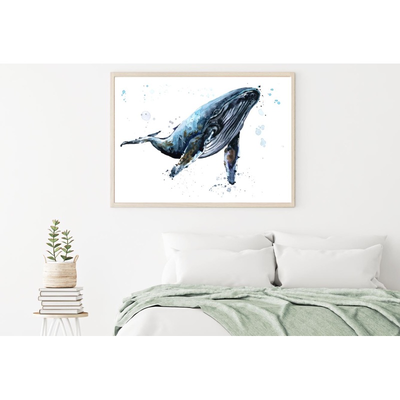 Whale Watercolor Painting Home Decor Premium Quality Poster Print Choose Your Sizes