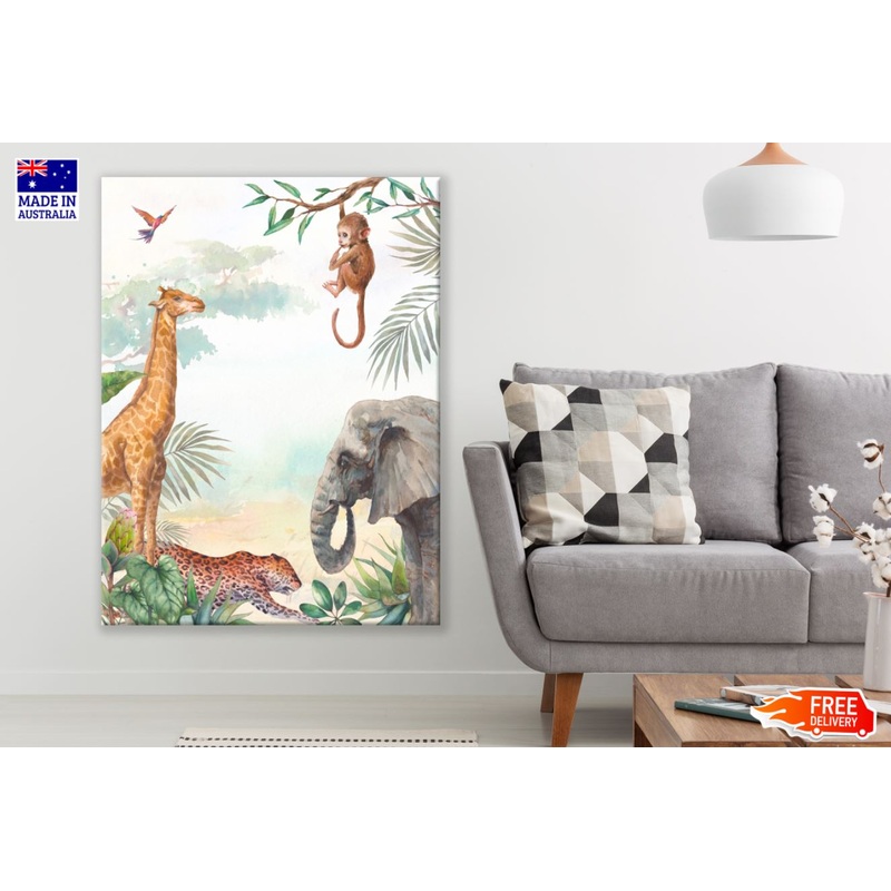 Wild Animals Watercolor Painting Print 100% Australian Made