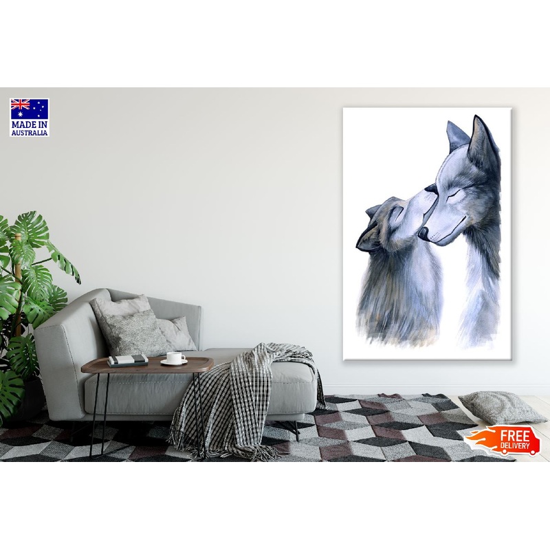 Wolf and Baby Wolf Abstract Design Print 100% Australian Made