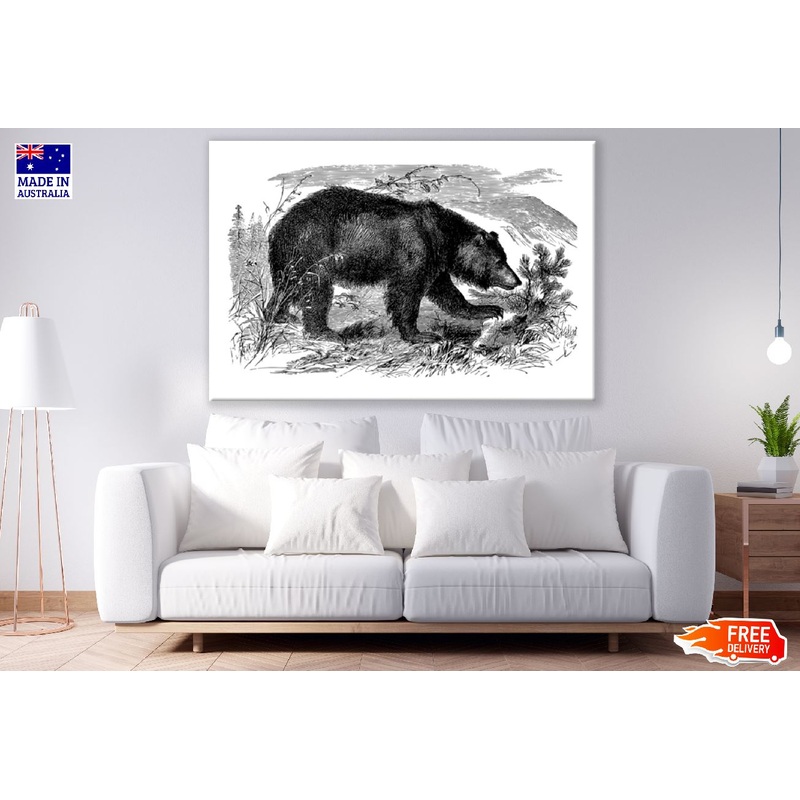 Bear B&W Art Design Print 100% Australian Made