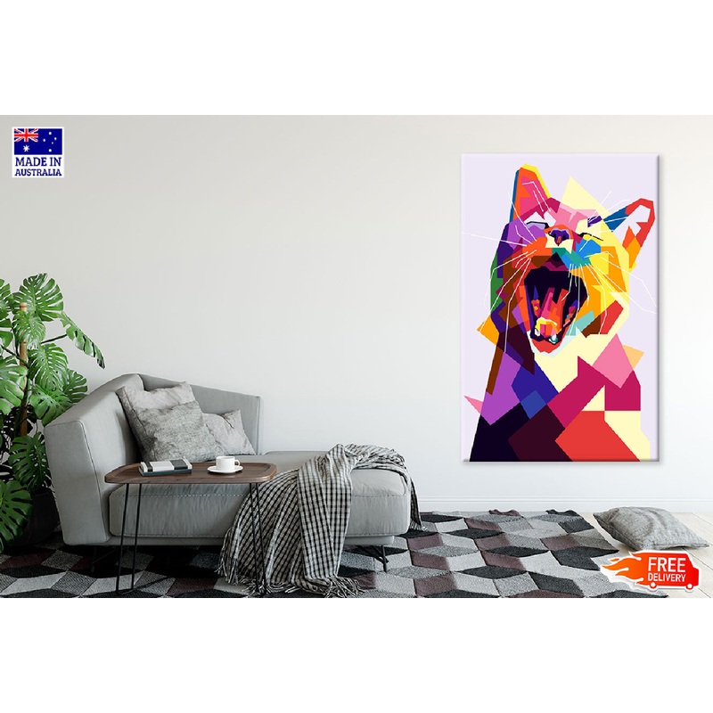 Colorful Cat Abstract Design Print 100% Australian Made