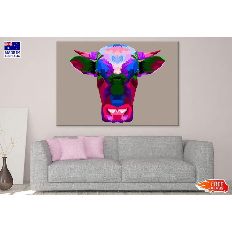 Colorful Cow Head Abstract Design Print 100% Australian Made