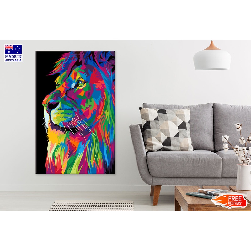 Colorful Lion Face Abstract Design Print 100% Australian Made