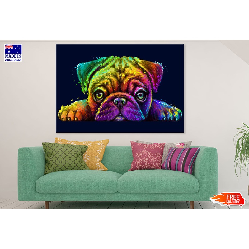 Colorful Pug Dog Face Abstract Design Print 100% Australian Made