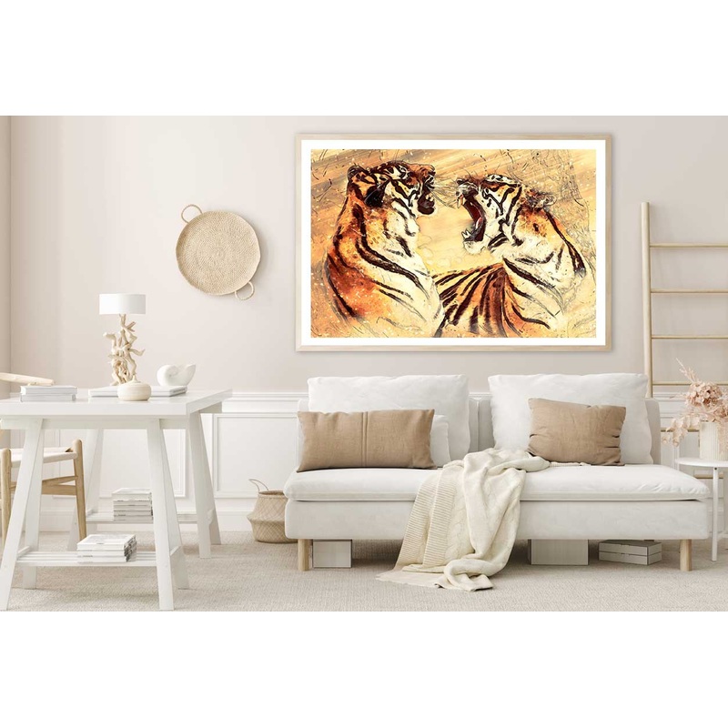 Bengal Tigers Oil Painting Art Home Decor Premium Quality Poster Print Choose Your Sizes