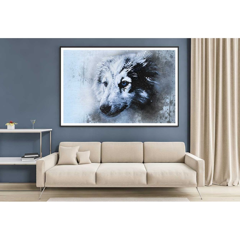 Blue Eyes Wolf Watercolor Painting Home Decor Premium Quality Poster Print Choose Your Sizes