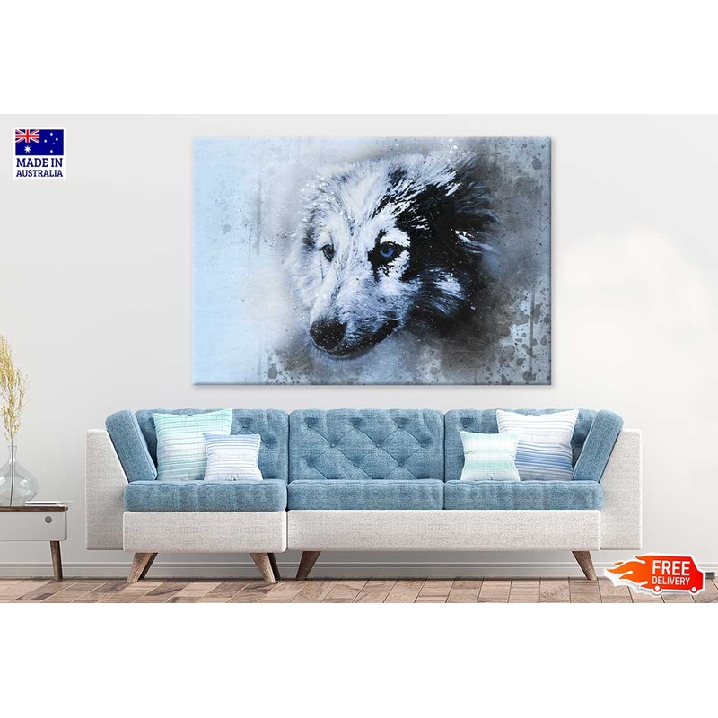 Blue Eyes Wolf Watercolor Painting Print 100% Australian Made