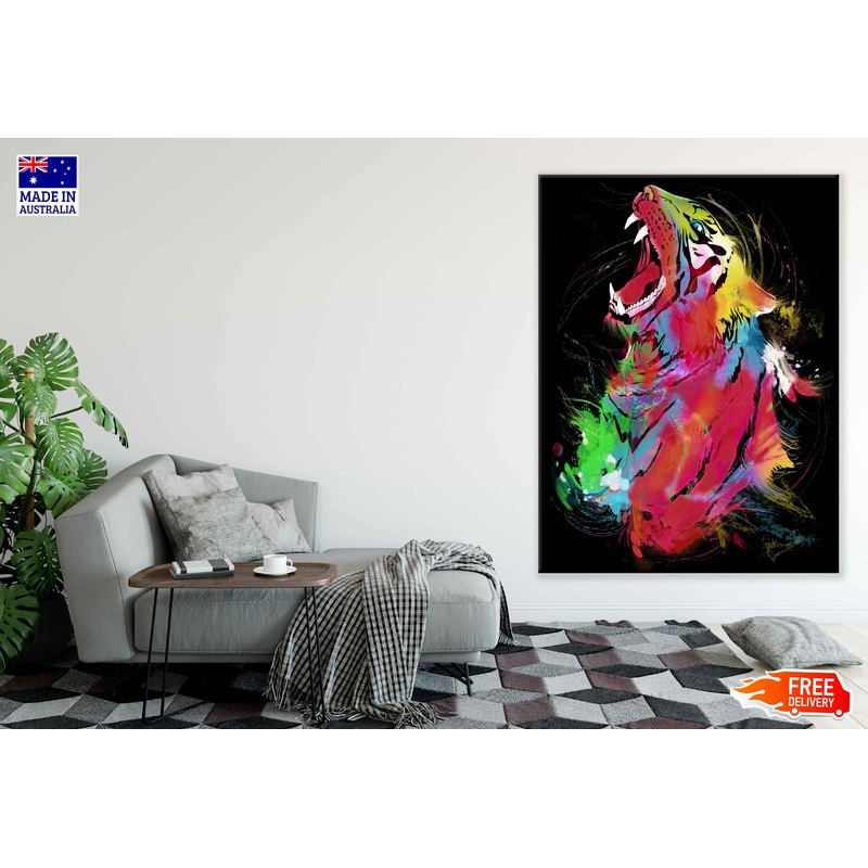 Colorful Tiger Portrait Watercolor Painting Print 100% Australian Made