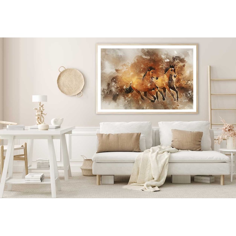 Running Horses Watercolor Painting Home Decor Premium Quality Poster Print Choose Your Sizes
