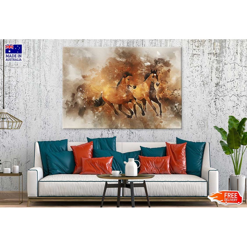 Running Horses Watercolor Painting Print 100% Australian Made